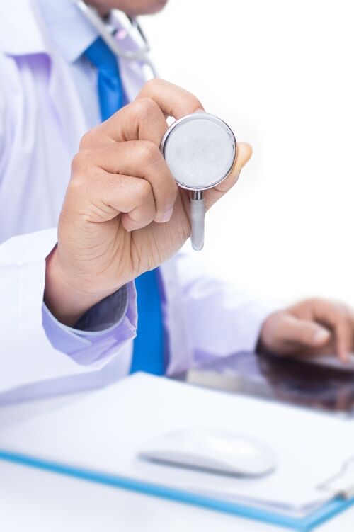 The doctor is working in the room.