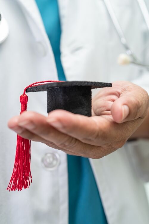Asian,Doctor,Study,Learn,With,Graduation,Gap,Hat,In,Hospital