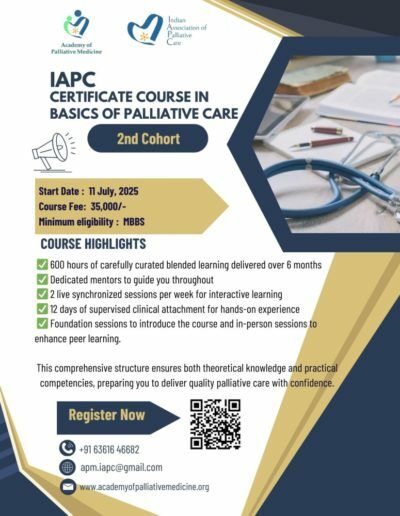 Applications invited for the IAPC Certificate Course in Basics of Palliative Care – 2nd Cohort